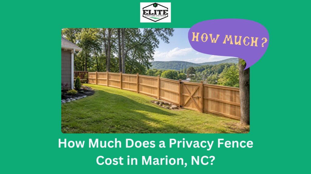 New privacy fence installed around a sloped residential backyard in Marion, North Carolina